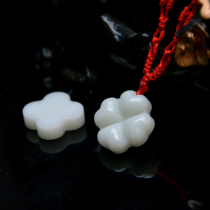 Natural Xian Lantian Jade ink jade lucky clover pendant clavicle chain new simple temperament gift to girlfriend