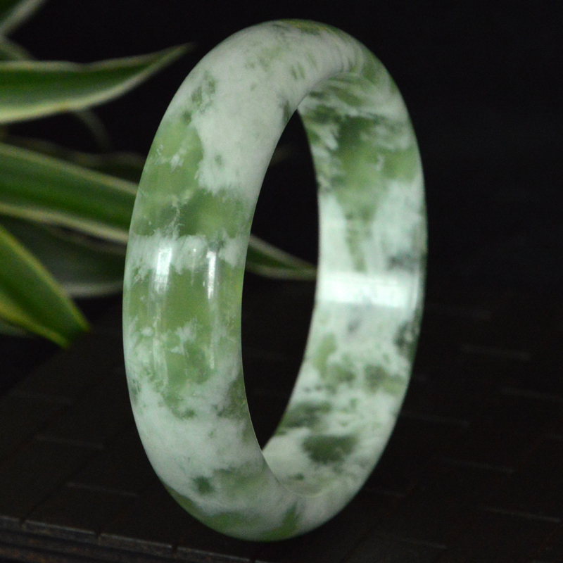 Shaanxi's Xi'an Jiang Flower jade bracelet snake vein stone jade blue field jade lady hand-decorated with real jade special heat pin