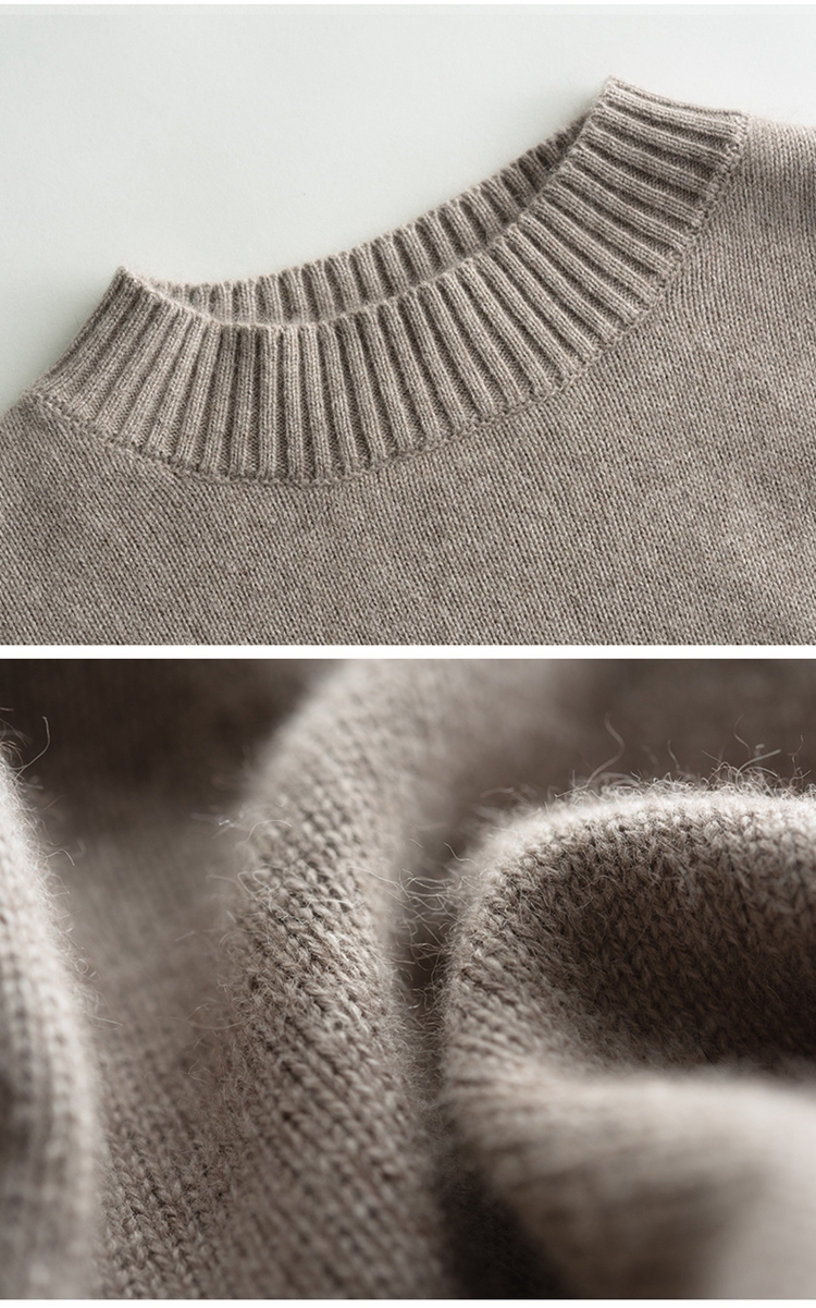 Mùa thu và mùa đông mới áo len cashmere tinh khiết nam cổ tròn dày áo len áo len thanh niên nửa cao cổ áo len dệt kim màu rắn sơ mi nam đẹp