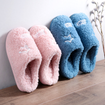 Warm cotton slippers women winter couples home thick bottom plush home indoor wool slippers home men autumn and winter