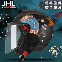 Junhaolong Electric Battery Motorcycle Helmet Men and Women Four Seasons Universal Chinese Wind Sunscreen Summer Safety Half Helmet