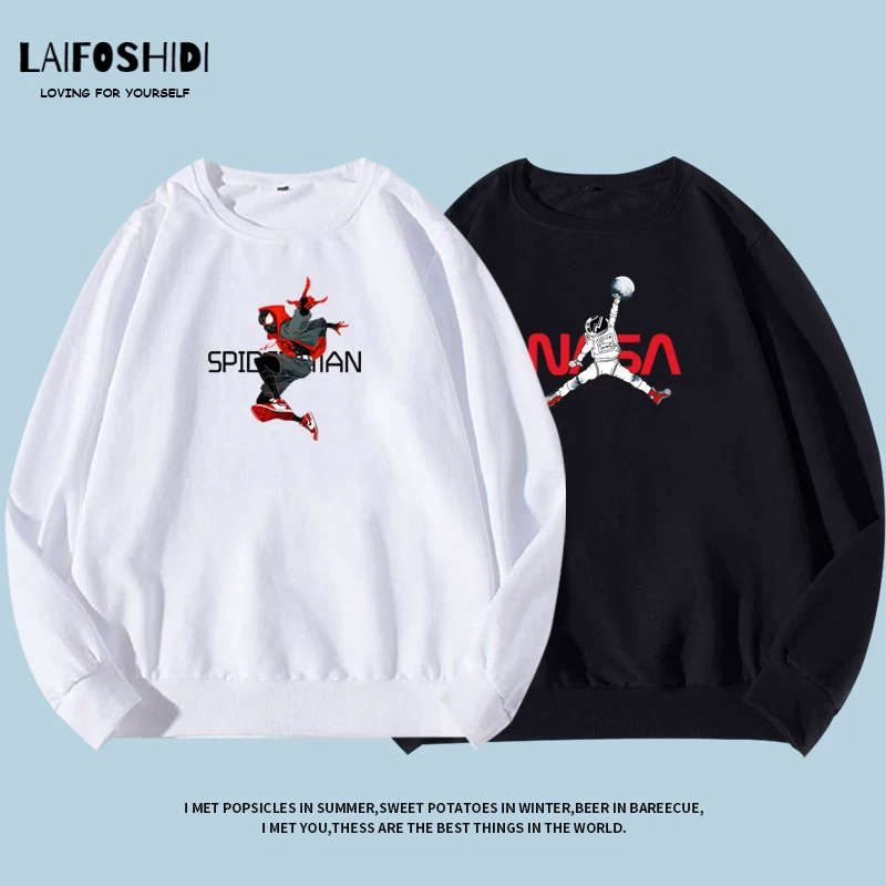 Air jordan, астронавт, men's thin sweatshirt for students, Marvel, Spiderman, European style, Korean style