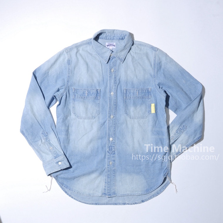 Japanese Single Ami Khaki Denim Shirt American Navy Classic Men's Retro Distressed Washed Denim Long-Sleeved Shirt Japanese Single Ami Khaki Denim Shirt American Navy Classic Men's Retro Distressed Washed Denim Long-Sleeved Shirt