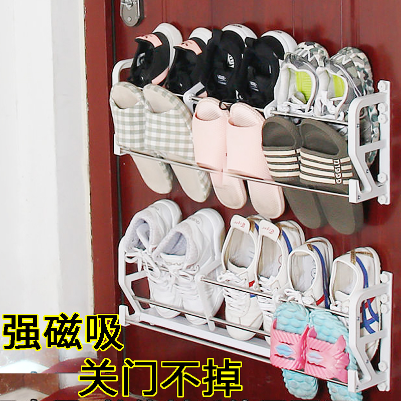 Anti-theft door magnetic shoe frame save the space magnet suction on the door suspended shelf to take shoes