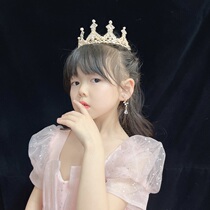 Childrens Crown Tiara Princess Girl Birthday Crown Crystal Diamond Hair Accessory Hoop Card Dress Performance Catwalk Earring Clip