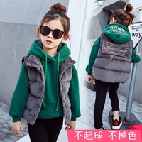 Cô gái nhung vàng vest nữ quần áo mùa thu đông 4 trẻ em lớn 5 dày 6 áo vest 7 áo vest trẻ em 8 tuổi 9 ghi le jean cá tính cho bé