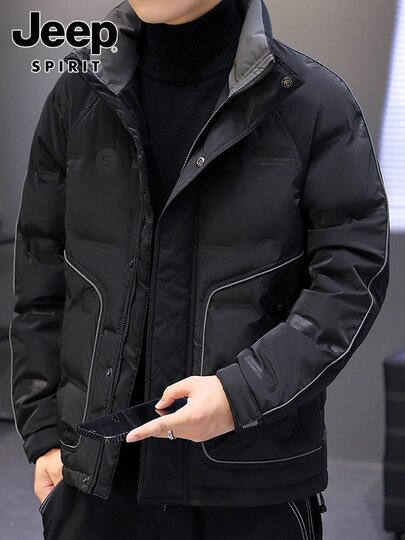 Jeep Spirit Men's down Jacket Winter New White Duck down Cold-Proof Hooded Ski Jacket Casual Jacket for Men