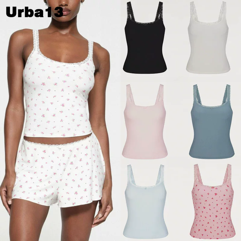 URBA13 buyer store genuine spot SKIMS Kardishan Valentine's Day Limited Flower Lace Thread Vest