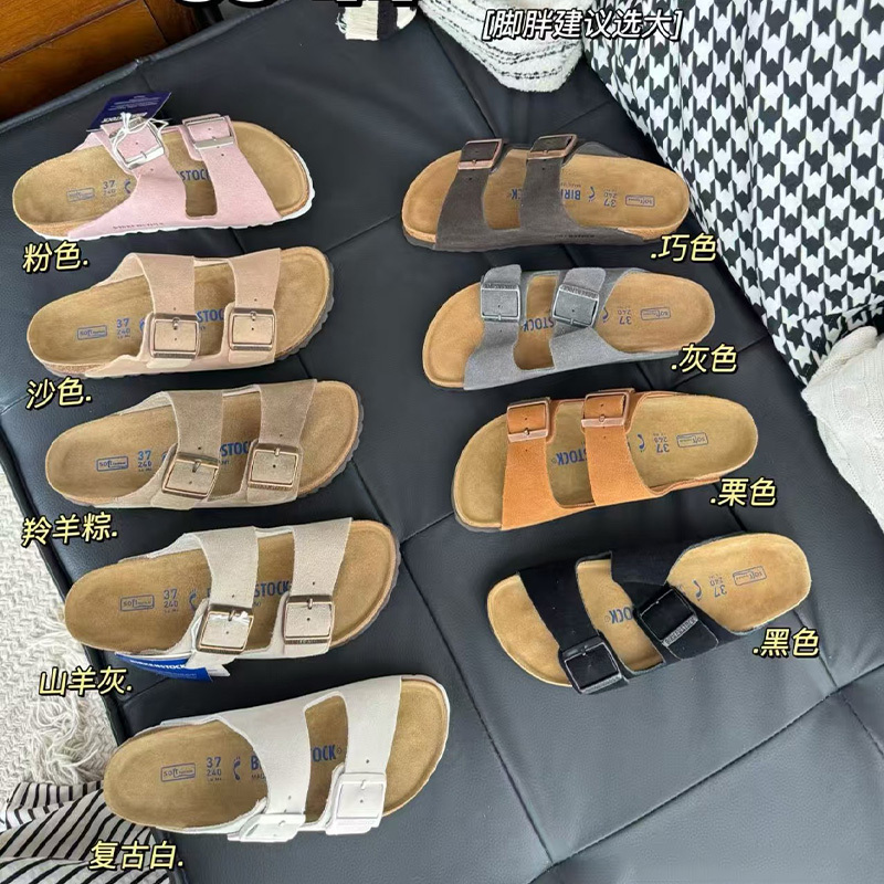 Birkenstock Shoes 2026 New Model Unisex Summer Genuine Leather Cork Thick-Soled Sandals Retro Slip-On Flat Slippers Birkenstock Shoes 2026 New Model Unisex Summer Genuine Leather Cork Thick-Soled Sandals Retro Slip-On Flat Slippers