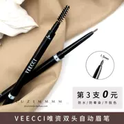 VEECCI chỉ tự động bút chì kẻ lông mày siêu mịn 1,5mm với bàn chải lông mày kéo dài không thấm nước mồ hôi từ người mới bắt đầu - Bút chì lông mày / Bột / Stick