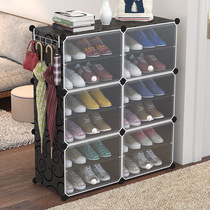 Simple shoe rack assembly shoe cabinet plastic storage rack dustproof door household multifunctional storage rack economical storage