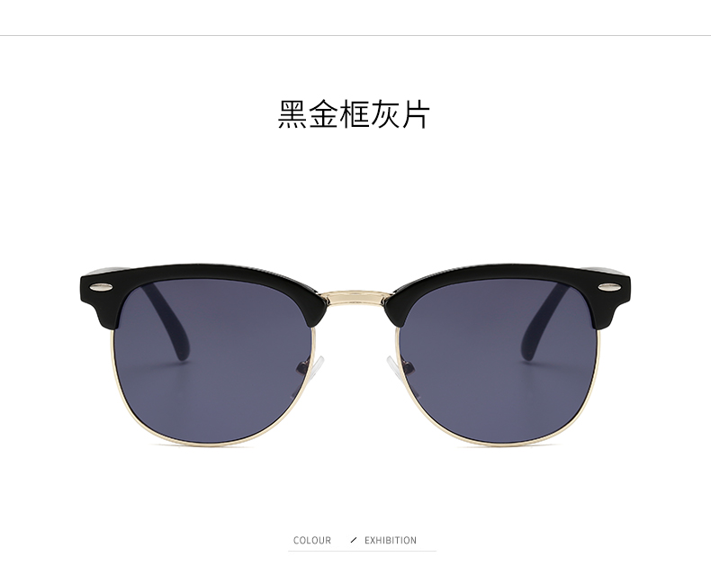 Kính râm nam nửa khung kính retro kính râm nữ lái xe cá tính lái xe 2019 mới kính đỏ - Kính râm mắt kính nữ
