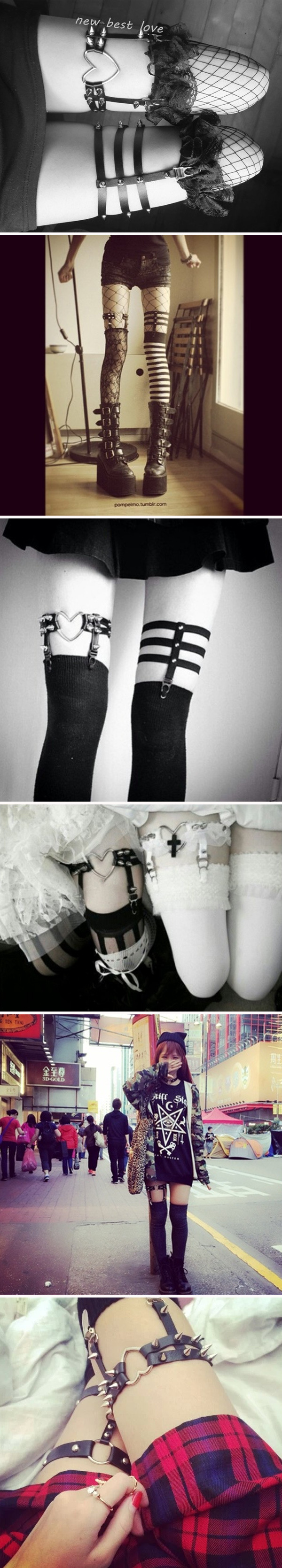 ★ PEEEACH ★ dollskill unif tình yêu gothic đinh tán punk garter