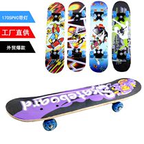 Zhe Jia four-wheel maple skateboard double rocker 1705pvc with lamp childrens double-sided cartoon skateboard car manufacturer