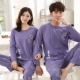 Đồ ngủ cặp đôi, bộ đồ ngủ dài tay cotton xuân thu nam nữ có thể mặc thu đông cộng với bộ đồ phục vụ tại nhà cotton size - Bộ Pajama