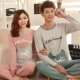 Bộ đồ ngủ mùa xuân và mùa thu cotton dài tay phiên bản Hàn Quốc của phần mỏng kích thước lớn nam rộng và phụ nữ hai mảnh phù hợp với dịch vụ gia đình mùa hè