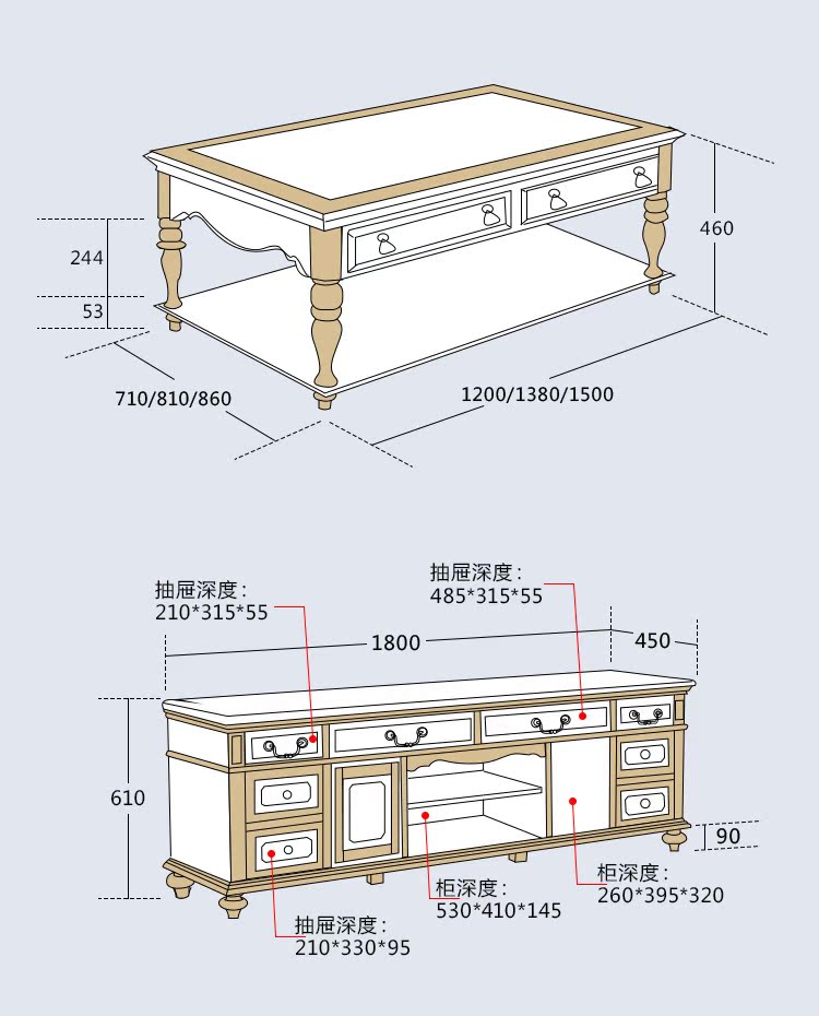 Yishu nổi tiếng nước Mỹ gỗ rắn sofa da bàn cà phê TV tủ góc kết hợp gói nội thất phòng khách - Bộ đồ nội thất bàn ghế gỗ phòng khách