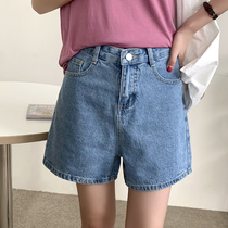 Denim shorts womens 2021 summer new Korean version loose high waist thin thin straight hot pants