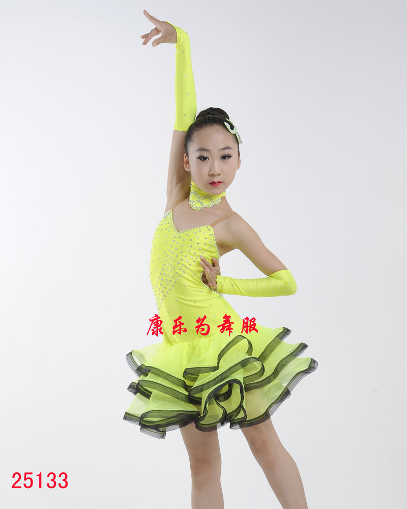 Recreation as dance suit Children's Latin dance dress Performance Skirt Performance Dress Triple downswing * 25133