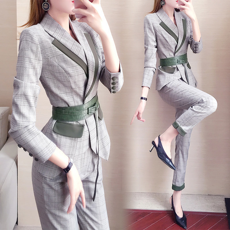 Korean Version Small Balsamic Wind Suit Women 2021 Spring Autumn Season New Fashion Foreign Pie Professional Casual Temperament Suits Two Sets