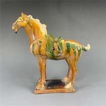 Tang Dynasty Sancai unearthed war horse antique antiques old goods second-hand collection fine antique furniture decoration office ornaments