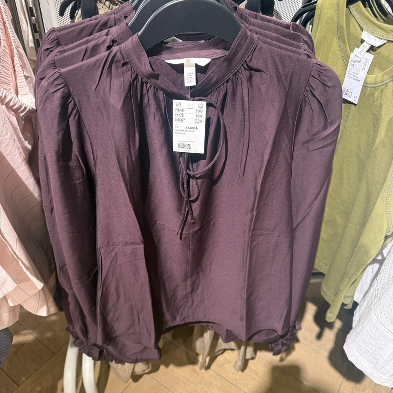 24-Hour Delivery 1365656 H Lace-Up Shirt Top with Smooth Texture