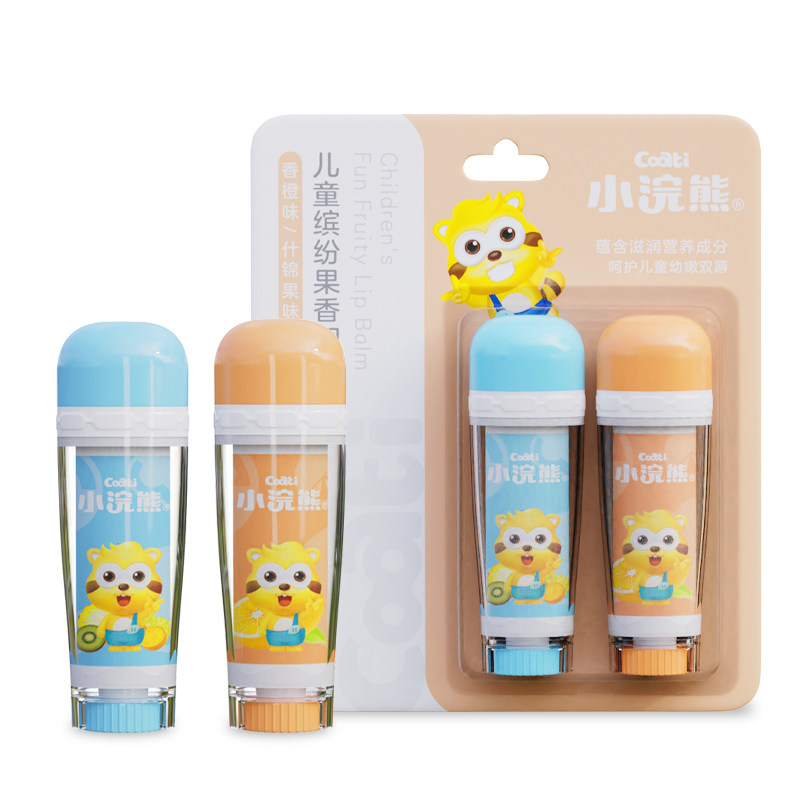 Little raccoon baby child lip balm cool mint fruit flavor baby moisturizing lip balm 2