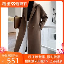 2020 Autumn and Winter new womens European and American double-sided cashmere coat cocoon type thin knee alpaca wool wool coat