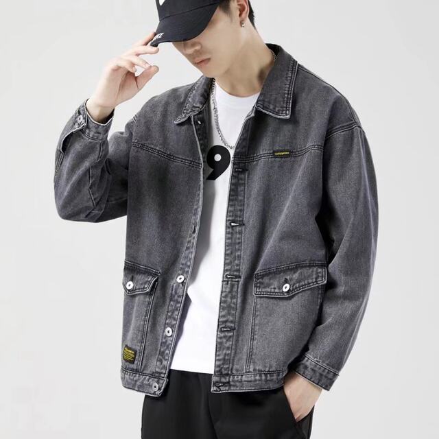 Jacket Denim Spring and Autumn Men's 2022 New Japanese Trendy Brand High-End Multi-Pocket Workwear Loose Large Size Men's Jacket