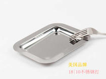 Thickened stainless steel square plate rectangular tray dinner plate deep and shallow rice plate deepened barbecue plate flat plate