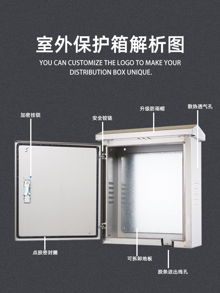 201 Stainless Steel New Energy Vehicle Charging Pile Protection Box Indoor and Outdoor Household Surface-Mounted Wall-Mounted Rainproof Distribution Box