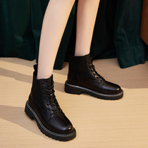 The first layer of cowhide Martin boots summer thin female super fire elastic boots thick bottom increased summer cool thin leg penalty stand boots thin