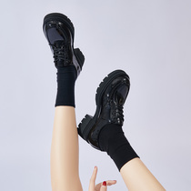 Real leather coarse heel single shoe woman spring mirror with high and lean design feeling small crowdspring small leather shoes fit with 100 hitch