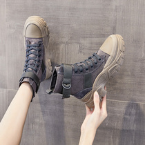 Martin boots 2021 New female autumn and winter hikes with high and small children Canvas Spring High Help Boots Women Shoes Slim Shoes Autumn