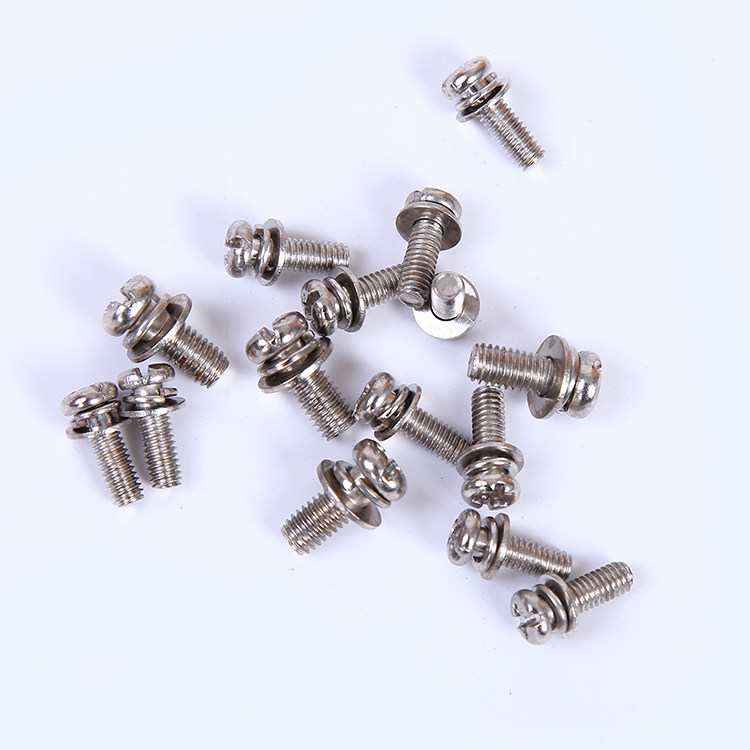Nickel plated round head disc head tricombined screw eleven words with cushion screw combined screw M3 M3 M4 M5 M6