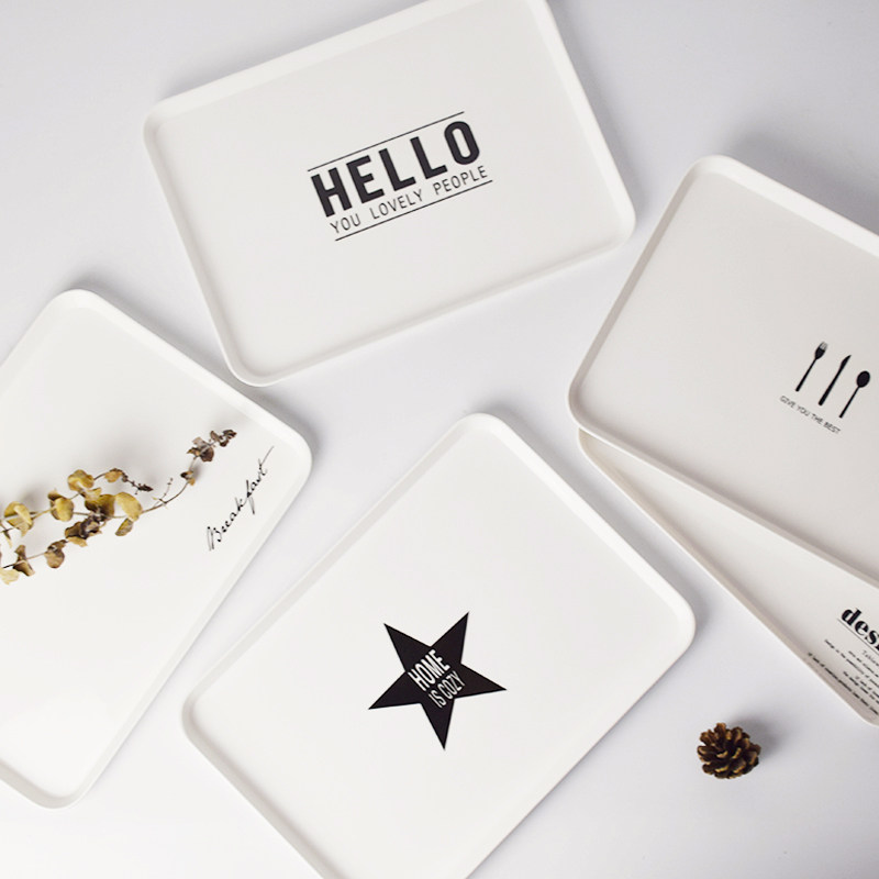 Nordic ins wind melamine tray dining room cafe commercial plate rectangular melamine creative household tableware