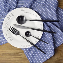 leon Lyon pure black silver stainless steel knife and fork spoon electroplating wire high - grade western meal tableware suit