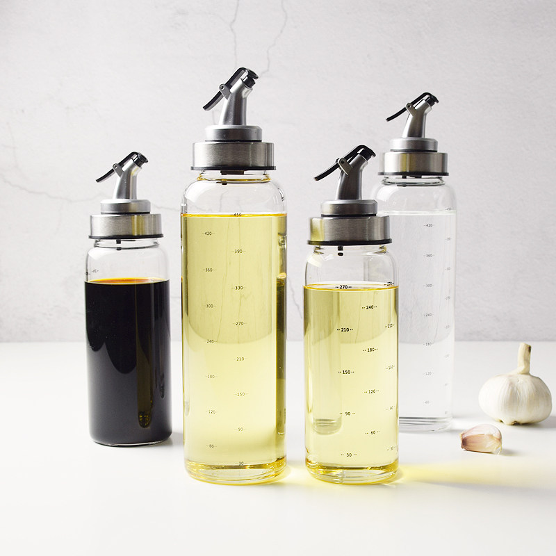 Glass soy sauce vinegar sesame oil bottle household with scale seasoning bottle leak-proof oil pot dust-proof seasoning bottle kitchen supplies
