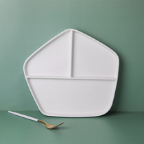 Nordic tableware one person ceramic three plate household fraction plate creative quantitative fat reduction dish division plate