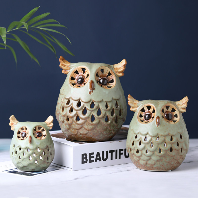 Creative owl ceramic decoration home decoration living room desktop decoration Japanese craft gift decoration wedding birthday gift