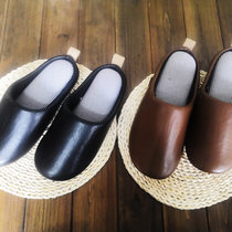Lovers Soft Leather Fashion Pure Color Home Soft Base Shoes Fashion Soft Bottom Slippers Silent Home