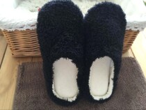 Winter black plush comfortable home slippers