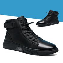 Rongchuan shoes mens shoes 2021 Mens new high-top cowhide Martin shoes fashion trend British high-top leather shoes men
