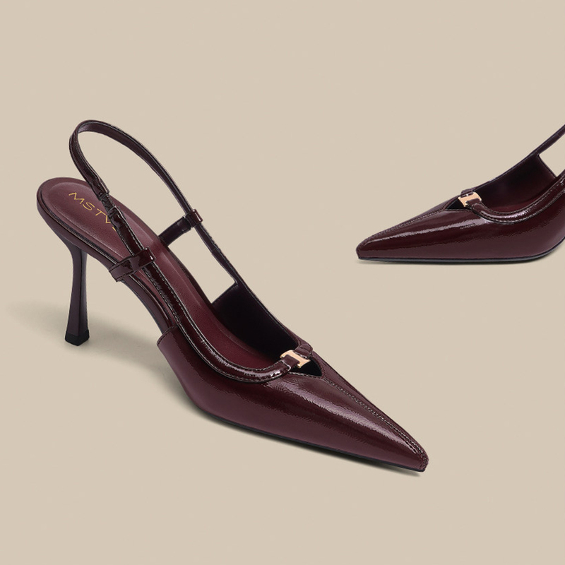 Calbou Kimct French-Style Red High Heels, Stiletto Pointed Toe Closed-Toe Sandals for Women, Very Stylish Summer Sandals