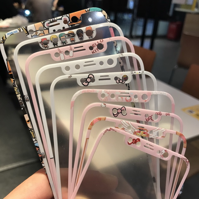 14 Applicable 13 apple 12 promax cute cartoon tempered glass film iPhone 11 color film kt cat sticker XR