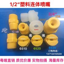 1 2PP plastic one-piece cleaning nozzle 6510 large flow fan 6520 side spray solid cone 6530 nozzle