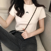 Hong Kong Tide Brand 2021 New Summer Dress Embroidery Short Sleeve T-Shirt Women Fashion Slim Cotton Half Sleeve Joker Top