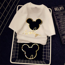 2022 Korean version of cartoon Alphabet Ulzzang Summer Big Code Explicit slim short sleeve T-shirt Half sleeves Nets to hit bottom blouses