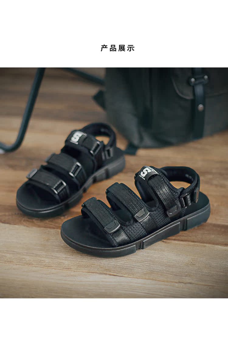 Quần lưới màu đỏ đế thủy sinh viên Velcro dép chống trượt giày thể thao ngoài trời giày đế mềm nam bên ngoài mang nam - Sandal shop giày nam đẹp