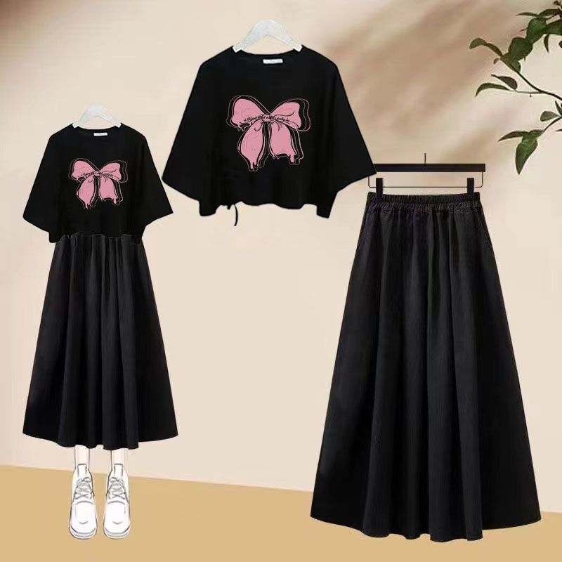 Girls' Suit French Style 10-18 Years Old Junior High School Students Children's Irregular Over-The-Knee Skirt Primary School Students' Skirt